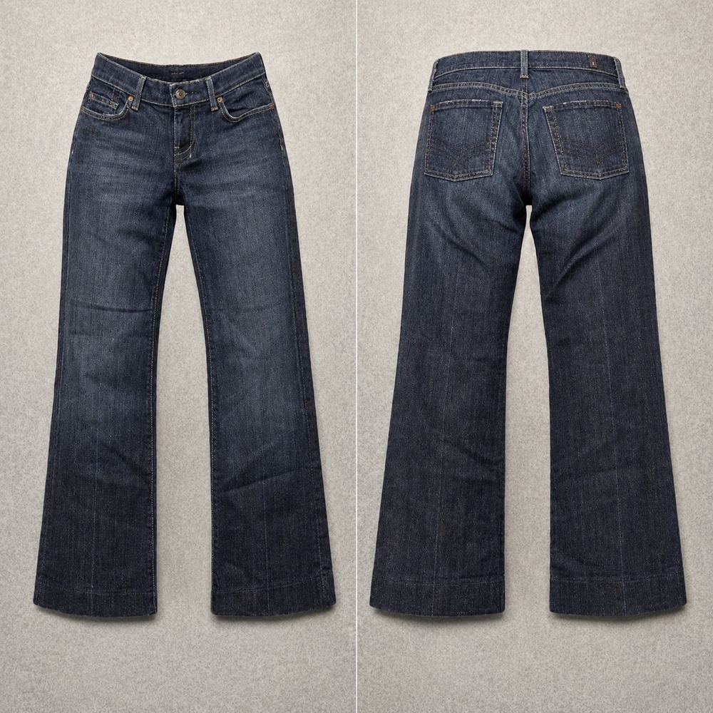 7 For All Mankind Dojo Jeans Womens 30 Dark Wash Stretch Flare Denim Designer